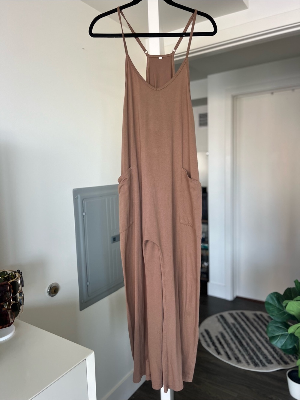 Women's One Piece Strapless Jumpsuit Brown Size Small
